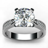 1.5ct Round Cut Diamond Accent 4 Prong Engagement Ring 14k White Gold Finish