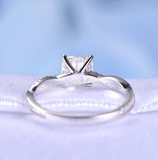 1ct Cushion Cut Diamond Engagement Ring 14k White Gold Over Twisted Wedding Band