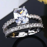 4ct Radiant Cut VVS1D Diamond Engagement Ring 14k White Gold Finish Bridal Set