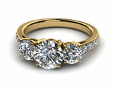 1.6ct Round Cut VVS1 Diamond Three Stone Engagement Ring 14k Yellow Gold Finish