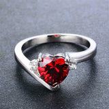 1.1ct Heart Cut Red Garnet Engagement Ring 14k White Gold Over Trilogy Solitaire