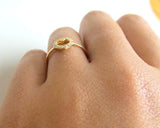 0.12ct Engagement Ring Round Cut Diamond Open Heart Shaped 14k YellowGold Finish