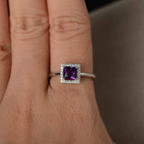 1ct Princess Cut Purple Amethyst Engagement Ring 14k White Gold Finish Solitaire