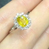 2ct Oval Yellow Sapphire Engagement Ring Diamond Stylish Halo 14k WhiteGold Over