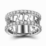 2Ct Round Cut Diamond Mesh Hearts Half Eternity Wedding Band 14K White Gold Over