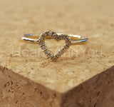 0.25ct Round Cut Moissanite Open Heart Minimalist Ring 14k Yellow Gold Plated