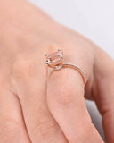 3Ct Princess Peach Morganite Diamond Accents Solitaire Ring 14K Rose Gold Finish