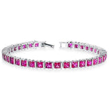 12Ct Princess Cut Pink Sapphire Exquisite Tennis Bracelet 14K White Gold Finish