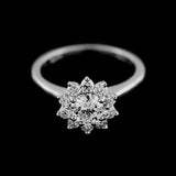 1.5Ct Round Cut DVVS1 Diamond Flower Halo Engagement Ring 14K White Gold Finish