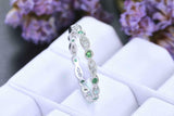 1ct Round Green Emerald Wedding Band Stackable Full Eternity 14k White Gold Over