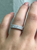 4ct Princess Cut Diamond 3 Line Eternity Wedding Ring Band 14k White Gold Finish