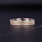 2ct Round Cut Moissanite Thin Full Eternity Wedding Bands 14k White Gold Plated