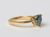 1ct Engagement Ring Heart Cut London Blue Topaz Solitaire 14k Yellow Gold Finish