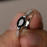 0.8ct Oval Black Diamond Engagement Ring 14k WhiteGold Over Diamond Accent Women