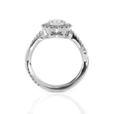 3ct Oval Cut VVS1D Diamond Engagement Ring Twist Shank Halo 14k WhiteGold Finish