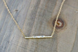 1ct Baguette Diamond Horizontal Bar Minimalist Pendant Chain 14k YellowGold Over