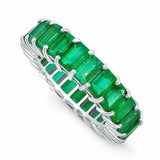 6.5ct Green Emerald Full Eternity Wedding Band 14K White/Rose/Yellow Gold Finish