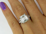 5Ct Emerald Cut Diamond Baguette Accents Engagement Ring 18K White Gold Finish