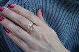 1ct Oval Cut Peach Morganite Engagement Ring 14k Rose Gold Finish Halo Promise