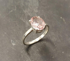 2ct Engagement Ring Oval Cut Peach Morganite Solitaire 14k White Gold Finish