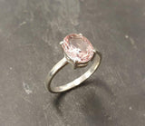 2ct Engagement Ring Oval Cut Peach Morganite Solitaire 14k White Gold Finish