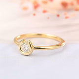 Horseshoe Solitaire Engagement Ring 1ct Round Cut Diamond 14k YellowGold Finish