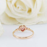 1ct Round Cut Pink Ruby Engagement Ring Heart Shape Cluster 14k Yellow Gold Over