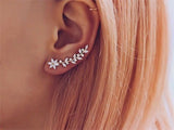 2ct Marquise Cut Diamond Floral Vine Leaf Climber Earrings 14k Rose Gold Finish