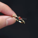 0.3ct Heart Cut Simulated Garnet Minimalit Engagement Ring 14k YellowGold Plated