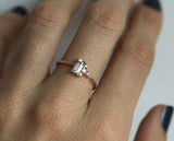 1ct Baguette Cut Diamond Engagement Ring 14k Rose Gold Finish Cluster Minimalist