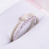 1.2ct Round Purple Amethyst Heart Split Band Engagement Ring 14k White Gold Over