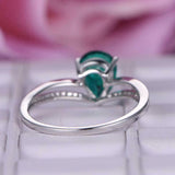 1.5ct Pear Cut Emerald Engagement Ring Split Shank Solitaire 14k White Gold Over