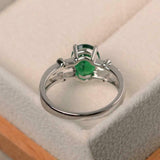 2ct Oval Cut Green Emerald Solitaire Split Band Accent Ring 14k WhiteGold Finish