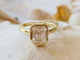 2ct Engagement Ring Emerald Cut Diamond Bezel Set Solitaire 14k Yellow Gold Over