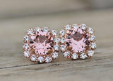 1ct Round Cut Champagne Morganite Floral Stud Earring Women 14k Rose Gold Finish