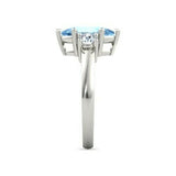 2Ct Marquise Cut Blue Topaz Three Stone Ring 14K White Gold Finish Round Accents