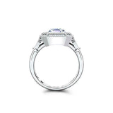 Vintage Milgrain Halo Engagement Ring 2ct Asscher Cut Diamond 14k WhiteGold Over