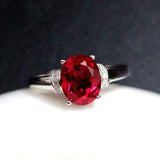 2ct Oval Cut Ruby Engagement Ring Diamond Accent Solitaire 14k Rose Gold Finish