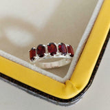 2.5ct Wedding Ring Band Oval Cut Red Garnet Five Stone 14k White Gold Finish