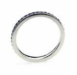 1.5ct Round Cut Blue Sapphire Full Eternity Wedding Band 18K White Gold Finish