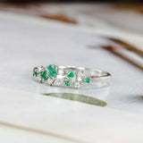 1.5ct Multi Cut Green Emerald Engagement Ring Promise Cluster 14k WhiteGold Over