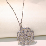 2.5ct Round Cut VVS1D Diamond Pendant Chain Halo Floral 14k White Gold Finish