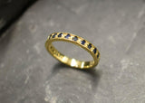 1ct Wedding Band Round Cut Blue Sapphire Stackable Eternity 14k Yellow Gold Over