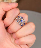 2ct Marquise Cut Blue Sapphire Leaf Cluster Wide Open Ring 14k White Gold Finish