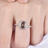 2.5ct Cushion Cut Peach Morganite Halo Engagement Ring 14k White Gold Finish