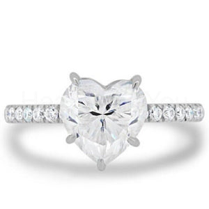 1.2ct Heart Simulated Diamond Solitaire with Accents Ring 14k White Gold Plated