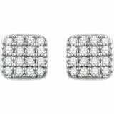 1ct Round Cut Diamond Squarish Cluster Stud Earrings Women 14k White Gold Finish