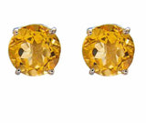 1.5ct Stud Earrings Round Cut Yellow Citrine Solitaire Design 14k WhiteGold Over