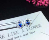 2.7ct Stud Earrings Oval Cut Sapphire Ballerina Cocktail Halo 14k WhiteGold Over