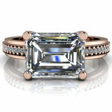 2.7ct Emerald Cut Diamond Engagement Ring 14k WhiteGold Over Channel Set Accents